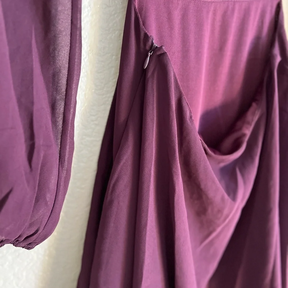NWOT Garden Bliss Plum Purple Cutout Long Sleeve Tiered Maxi Dress - Picture 4 of 9